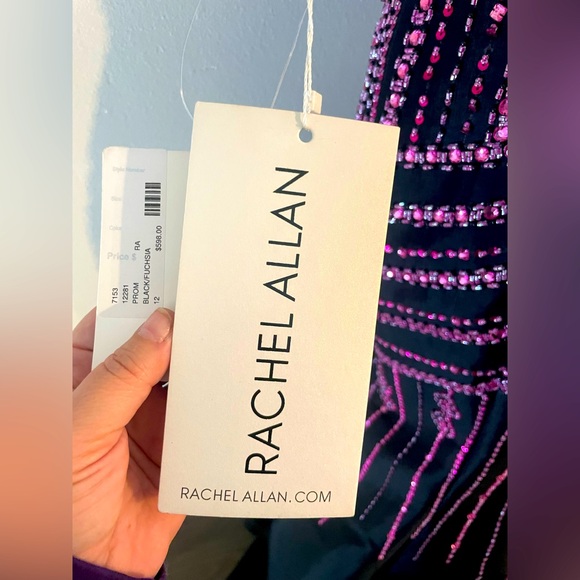 NWT Rachel Allan black & pink Formal Gown - Picture 12 of 13